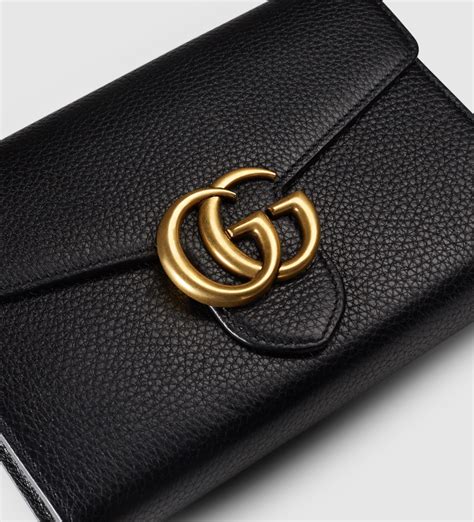 gucci gg marmont small quilted leather wallet black|Gucci GG Marmont keychain wallet.